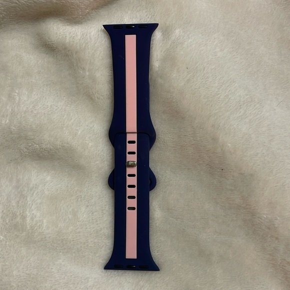 Designer Sport Band Compatible with Apple Watch iWatch Bands Navy and Pink - Picture 3 of 9